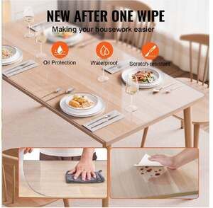 VEVOR Clear PVC Table Cover 40 x 80 in 2.0 mm Thick Waterproof Desk Protector